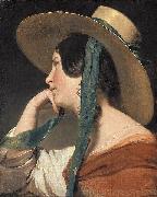Friedrich von Amerling Maiden with a Straw Hat oil painting
